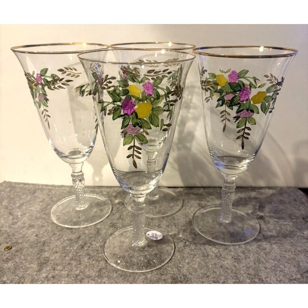 4 Royal Albert Old Country Roses Wine Goblets Hand Painted 8"  # 3124